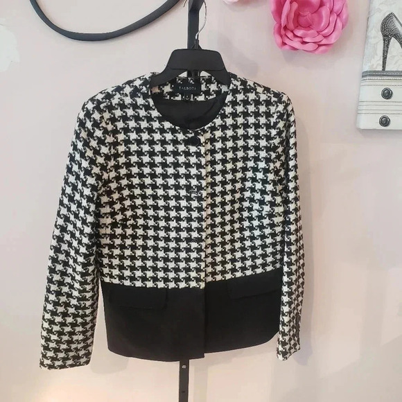 Talbots Wool Blend Houndstooth Blazer - Picture 1 of 7